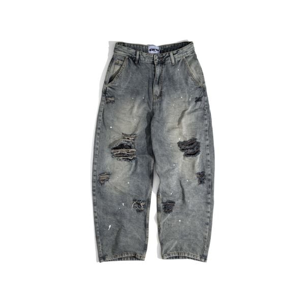  GWYN RIPPED BAGGY JEANS/ WASHED BLUE 