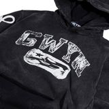  GWYN WASH LOGO HOODIE/ BLACK 
