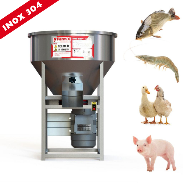 Máy trộn thức ăn chăn nuôi 50L - Chất liệu inox 304