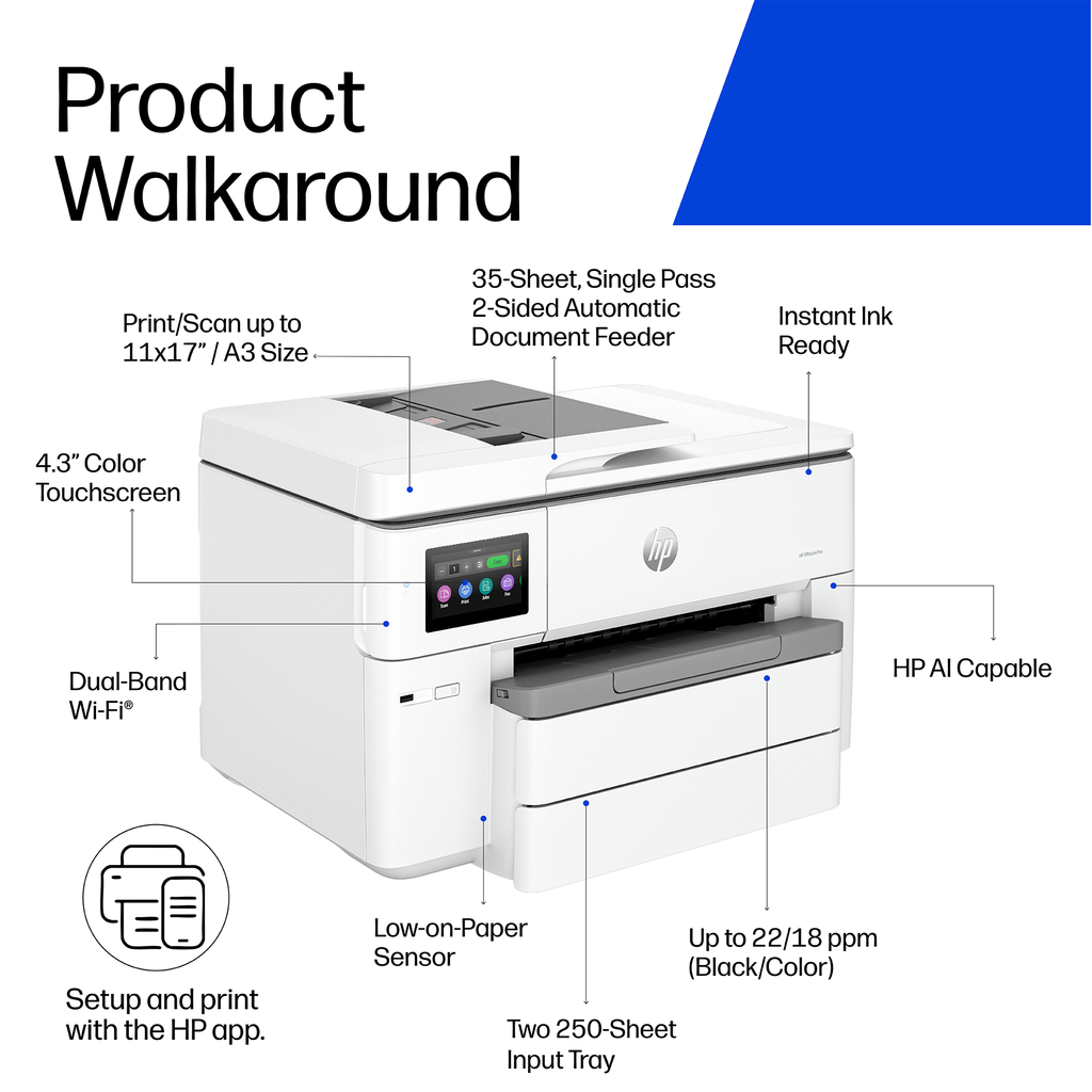 Máy in phun màu đa chức năng HP OfficeJet Pro 9730 Wide Format All-in-One Printer,1Y WTY