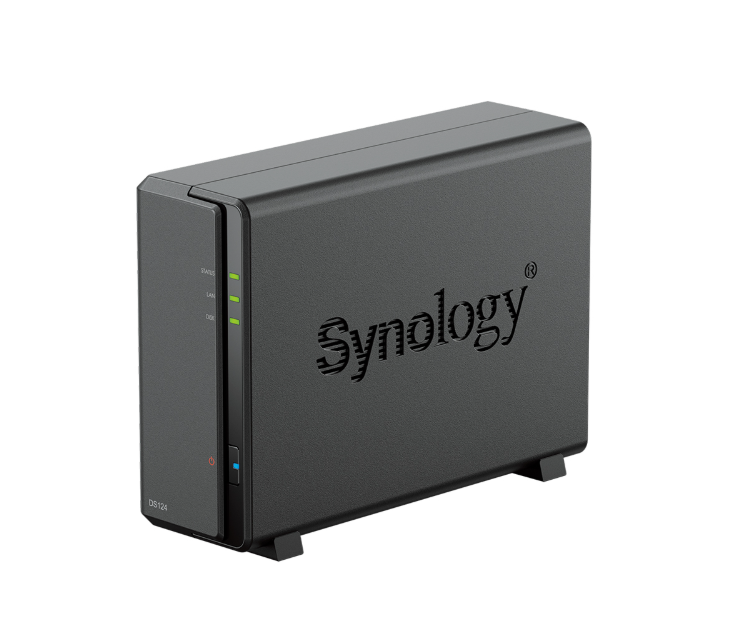 Bộ lưu trữ mạng Synology DS124 - 1-bay Plus series, RTD1619B 1.7GHz quad-core, 1 GB non-ECC DDR4, Built-in 1 x 1GbE RJ-45 LAN ports and 2 x USB 3.2 Gen 1 ports, 2Y WTY