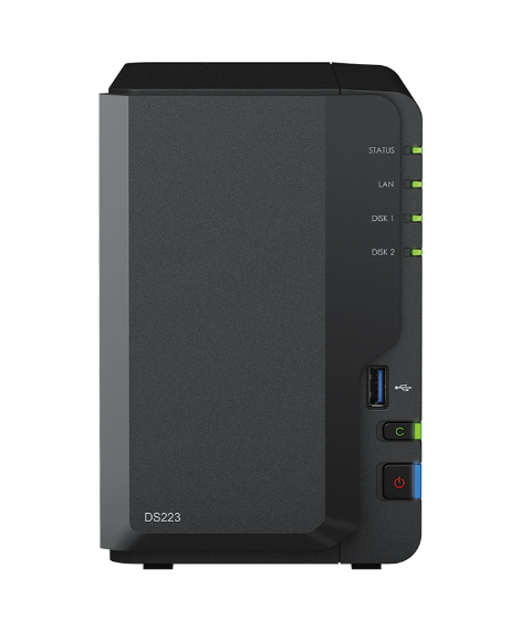 Bộ lưu trữ mạng Synology DS223 2-bay DiskStation, Realtek RTD1619B quad-core processor, 2GB non-ECC DDR4 (non-upgradable), 2Y WTY