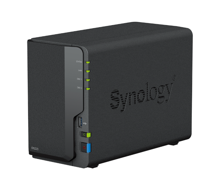 Bộ lưu trữ mạng Synology DS223 2-bay DiskStation, Realtek RTD1619B quad-core processor, 2GB non-ECC DDR4 (non-upgradable), 2Y WTY