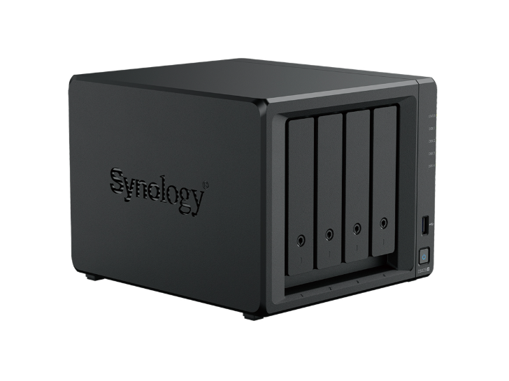 Bộ lưu trữ mạng Synology DS425+ 4-bay Plus series, Intel Celeron J4125 quad-core processor, 2 GB DDR4 non-ECC SODIMM (up to 6 GB),Built-in two M.2 NVMe slots and 1 x 2.5GbE and 1 x 1GbE RJ-45 LAN port, 3Y WTY