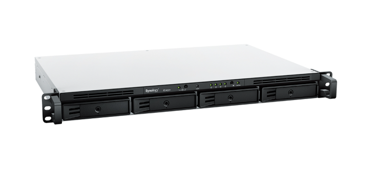 Bộ lưu trữ mạng Synology RS422+ 4-bay RackStation, AMD R1600 dual-core (4-threads) 2.6 GHz up to 3.1 GHz, 2 GB DDR4 ECC, 2 x 1GbE RJ-45, E10G22-T1-Mini 10GbE RJ-45 Network Upgrade Module (optional), 3Y WTY