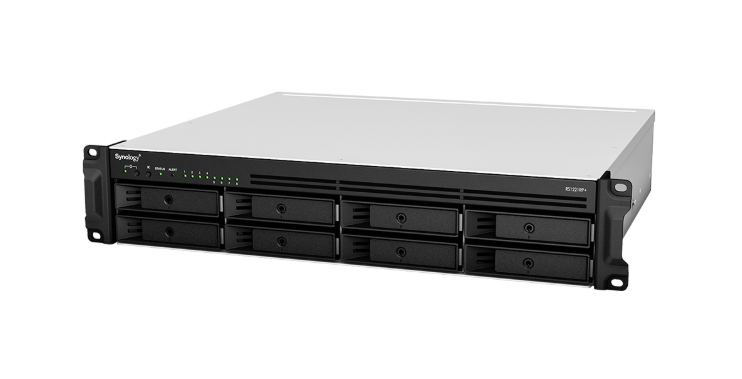 Bộ lưu trữ mạng Synology RS1221RP+ 8-bay RackStation (up to 12-bay), Quad Core 2.2 GHz, 4GB RAM (up to 32GB), 10GbE NIC support (optional), M.2 SSD support with M2D20, Redundant power, 3Y WTY