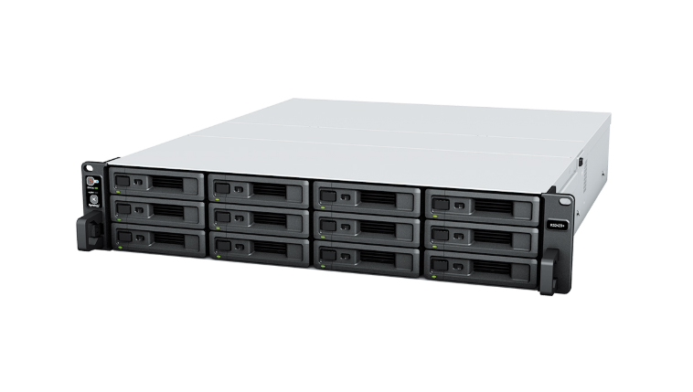 Bộ lưu trữ mạng Synology RS2423RP+II 12-bay RackStation (up to 24-bay),AMD Ryzen V1780, 8GB DDR4 ECC default memory, expandable up to 32GB,1x 10GbE RJ-45 and 2 x 1GbE ports, 1 × PCIe 3.0 slot, 3Y WTY