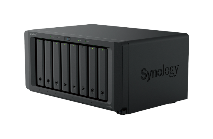 Bộ lưu trữ mạng Synology DS1825+ 8-bay Plus series (up to 18-bay), AMD Ryzen V1500B, 8 GB DDR4 SODIMM (up to 32 GB), 2 x M.2 NVMe slots, 2 x 2.5GbE RJ-45 ports, PCIe 3.0 slot for optional 10GBASE-T or 10/25Gb SFP+/SFP28 adapter cards, 3Y WTY