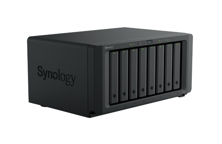 Bộ lưu trữ mạng Synology DS1825+ 8-bay Plus series (up to 18-bay), AMD Ryzen V1500B, 8 GB DDR4 SODIMM (up to 32 GB), 2 x M.2 NVMe slots, 2 x 2.5GbE RJ-45 ports, PCIe 3.0 slot for optional 10GBASE-T or 10/25Gb SFP+/SFP28 adapter cards, 3Y WTY
