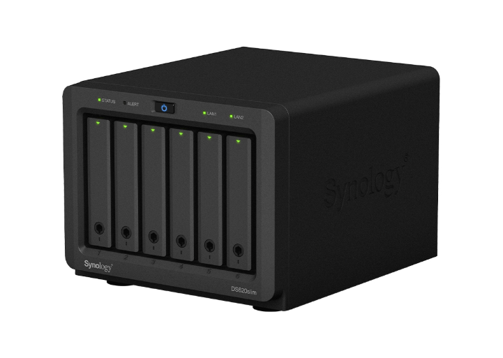 Bộ lưu trữ mạng Synology DS620slim 6-bay DiskStation, Dual Core 2.0 GHz (turbo to 2.5 GHz), 2GB RAM (up to 6GB), 2Y WTY