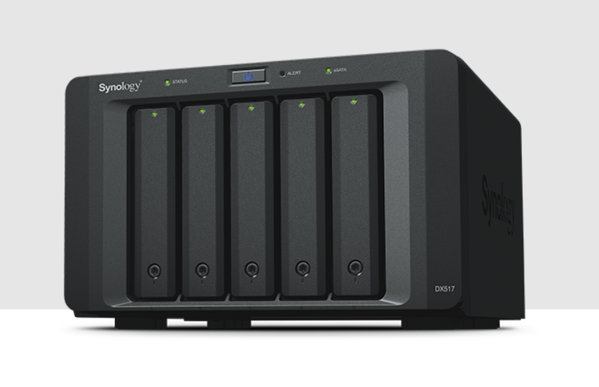 Bộ phận mở rộng Synology DX517 5-bay SATA expansion unit for DS1819+, DS1817+, DS1817, DS1815+, DS1618+, DS1517+, DS1517, DS1515+, DS1515, DS1019+, DS918+, DS916+, DS718+, DS716+, DS716+II, DVA3219, NVR1218, 3Y WTY