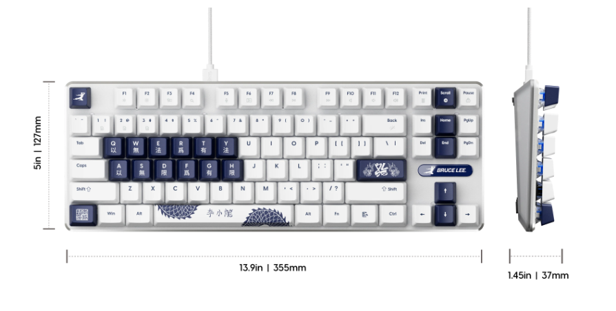 Bàn phím Pulsar có dây PCMK 3 HE TKL Bruce Lee 85th ED ANSI