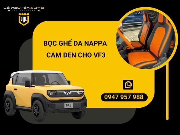  Bọc ghế da nappa cam đen cho VF3 