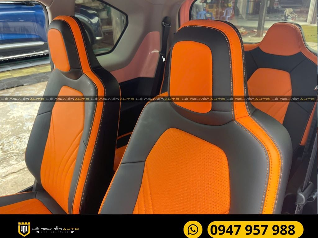 Bọc ghế da nappa cam đen cho VF3