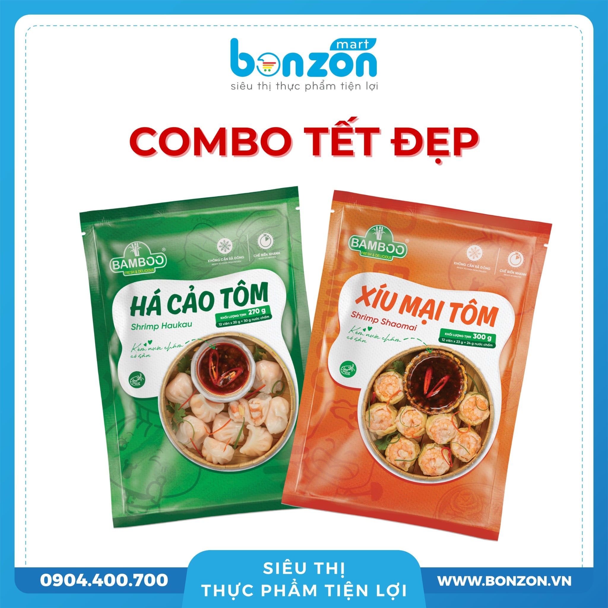 [COMBO TẾT ĐẸP 89K] HÁ CẢO TÔM BAMBOO + XÍU MẠI TÔM BAMBOO
