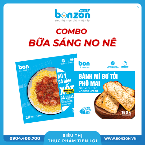 [BỮA SÁNG NO NÊ] BÁNH MÌ BƠ TỎI PHÔ MAI + MÌ Ý BÒ BẰM XỐT CÀ CHUA