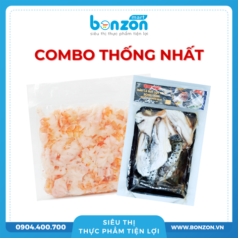[COMBO THỐNG NHẤT] TÔM THẺ CẮT NHỎ ĂN LIỀN + ĐẦU CÁ HỒI