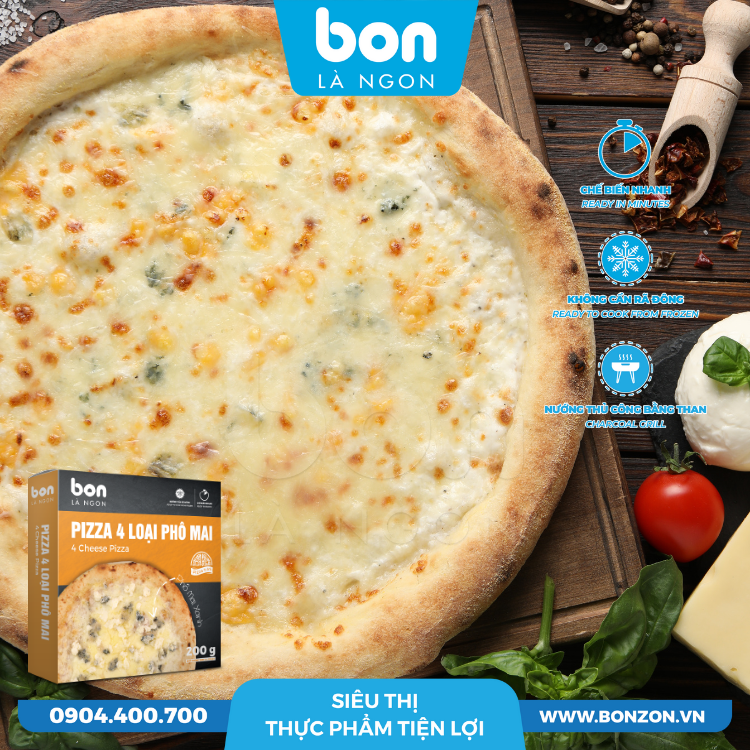 PIZZA 4 LOẠI PHÔ MAI BON (200G)