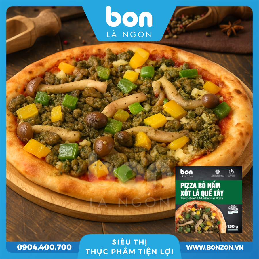 PIZZA BÒ NẤM XỐT LÁ QUẾ TÂY (150G)