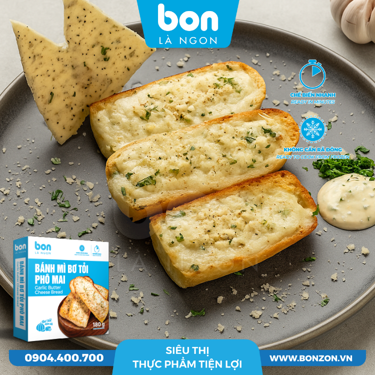 BÁNH MÌ BƠ TỎI PHÔ MAI BON 45G (180G)