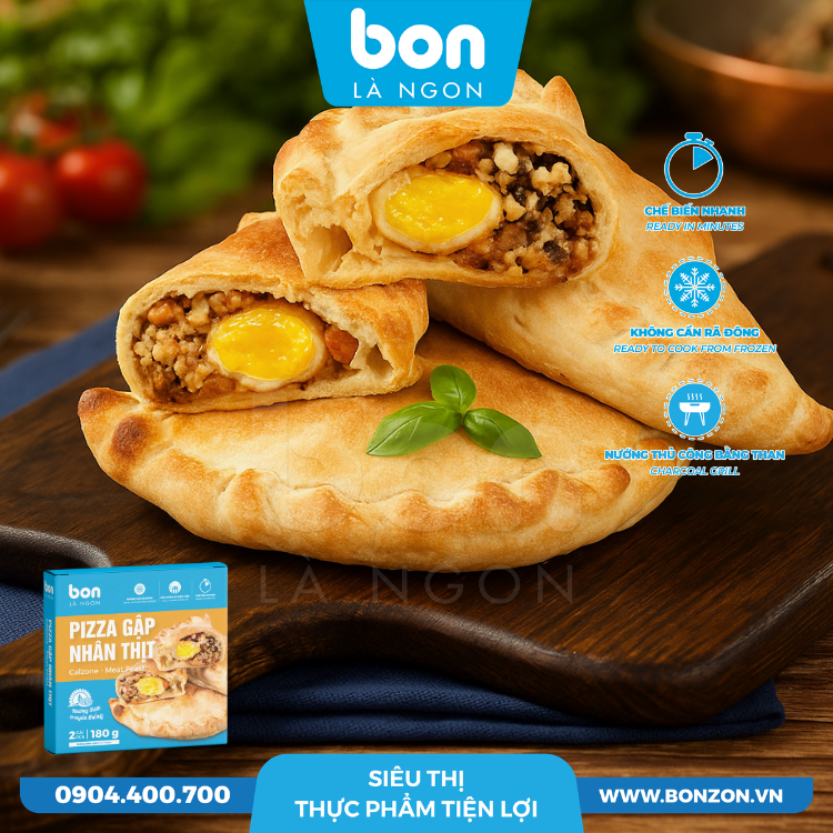CALZONE - PIZZA GẬP NHÂN THỊT BON 90G (180G)