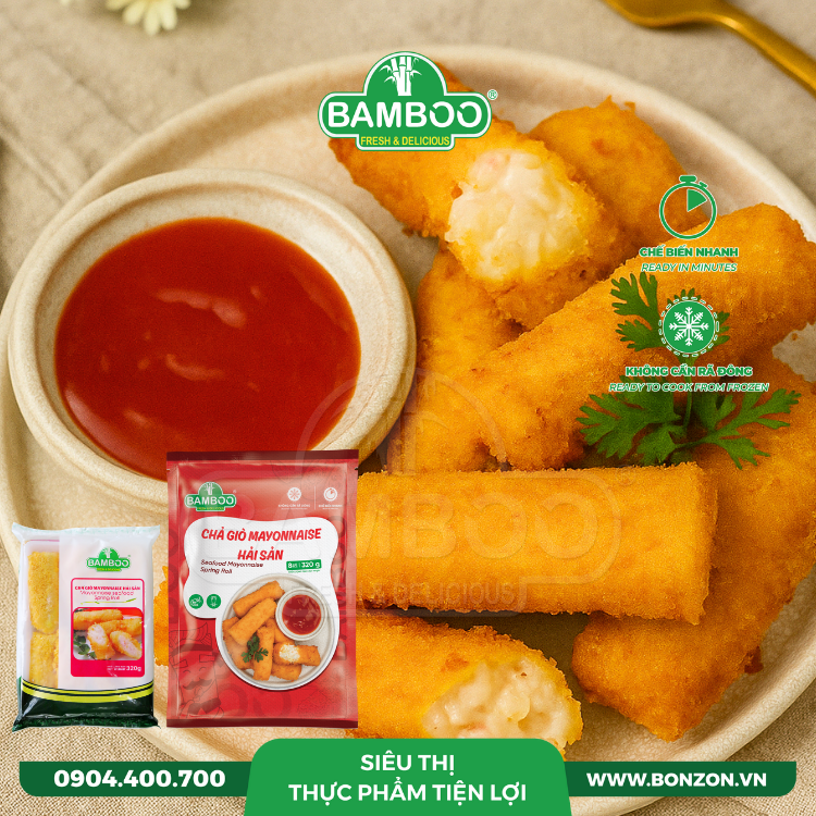CHẢ GIÒ HẢI SẢN MAYONNAISE BAMBOO 40G (320G)
