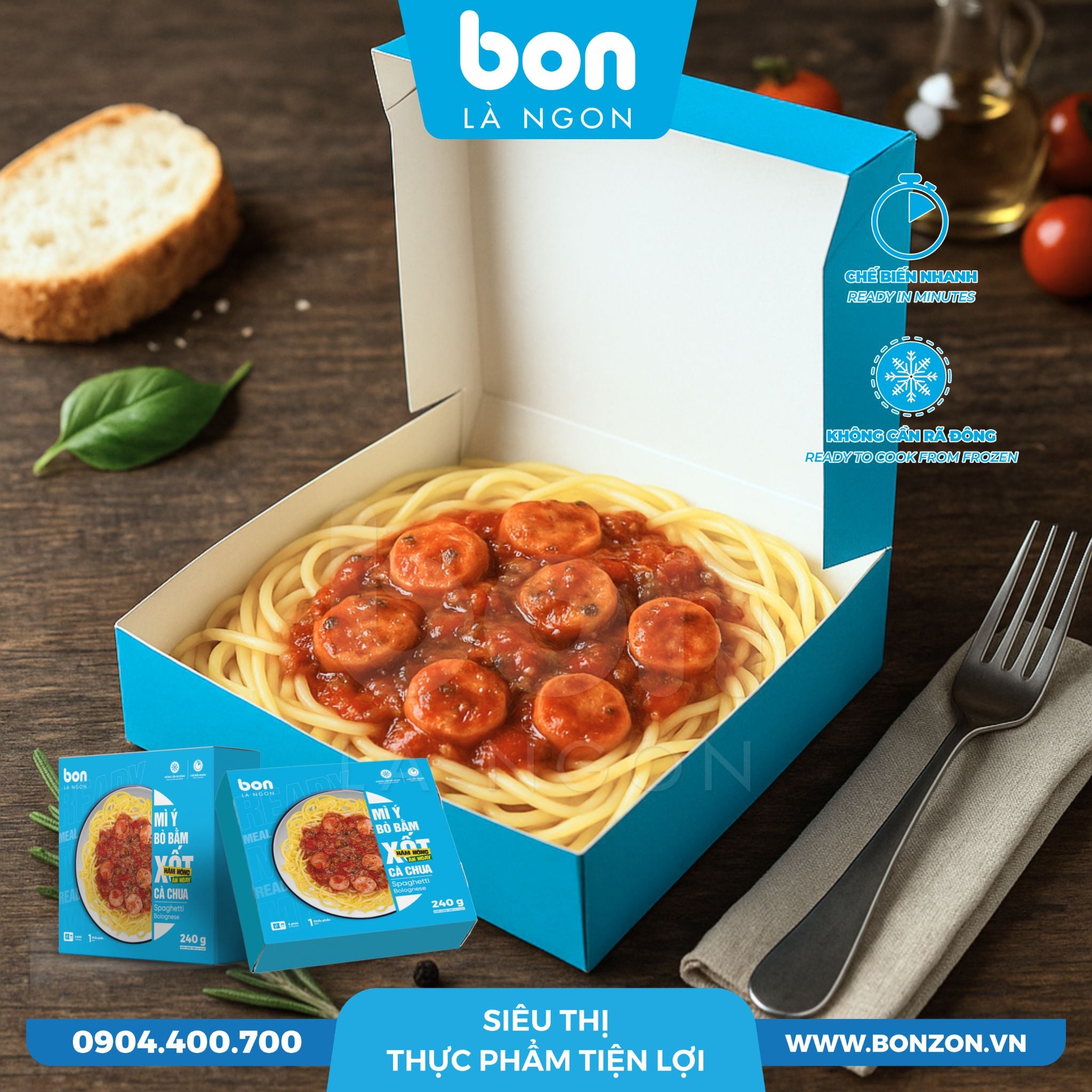 [GIẢM 50% GÓI THỨ 2] MÌ Ý BÒ BẰM XỐT CÀ CHUA (240G)