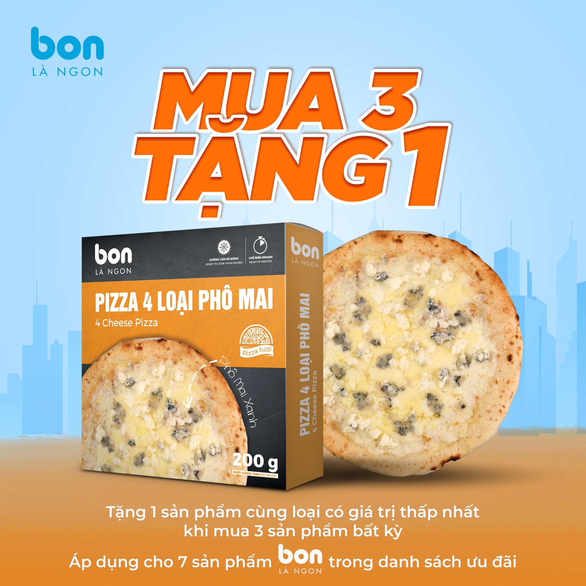 PIZZA 4 LOẠI PHÔ MAI (200G)