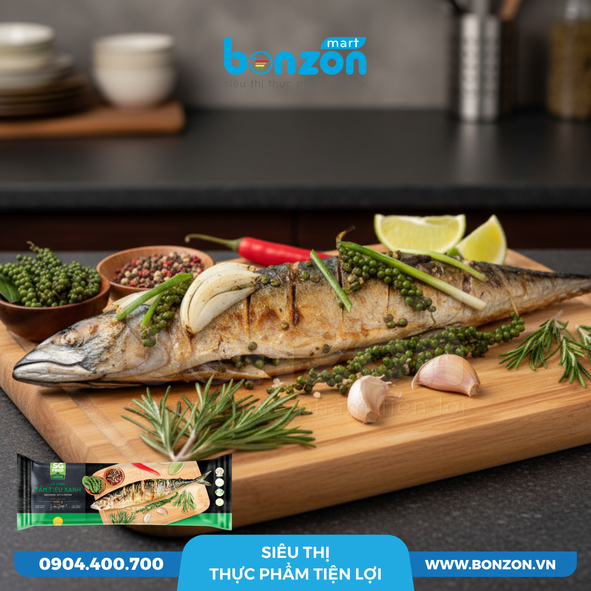 CÁ SABA TIÊU XANH SG FOOD (500-600G)