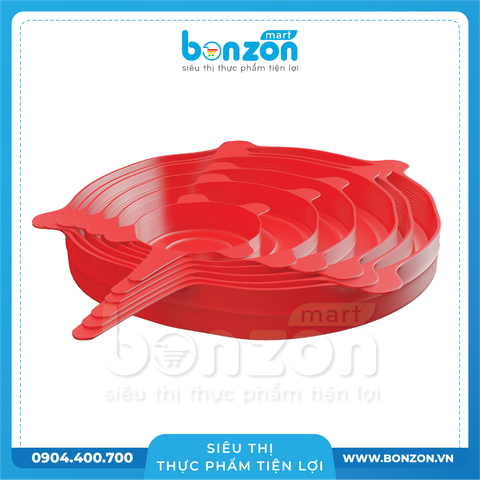 Quà Tặng_BỘ 6 NẮP SILICONE PESCARA LILY-20.5X20.5X2-ĐỎ