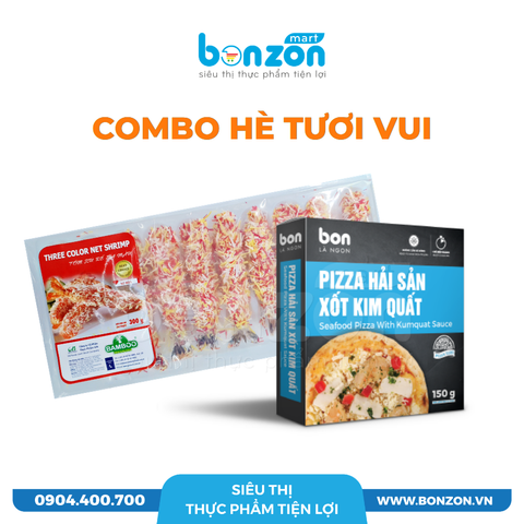 [COMBO HÈ TƯƠI VUI] PIZZA HẢI SẢN XỐT KIM QUẤT + TÔM XÙ RẾ 3 MÀU BAMBOO