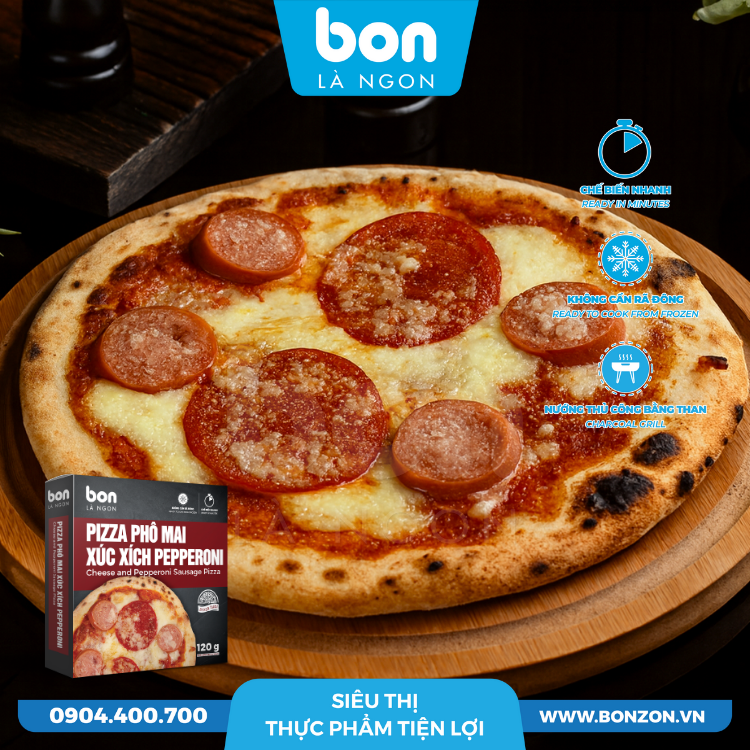 PIZZA PHÔ MAI XÚC XÍCH PEPPERONI BON (120G)