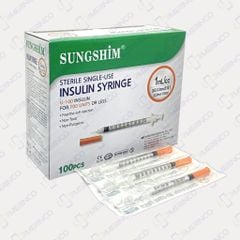 Bơm tiêm insulin Sungshim Hàn Quốc 1ml (kim ngắn 8mm)