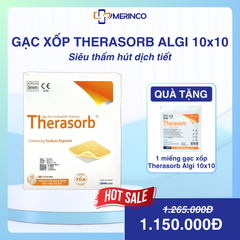 Gạc xốp siêu thấm hút dịch tiết vết thương Therasorb Algi Plus Hydrophilic 10cmx10cm (hộp)