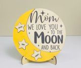 Wooden Moon Sign With Stand