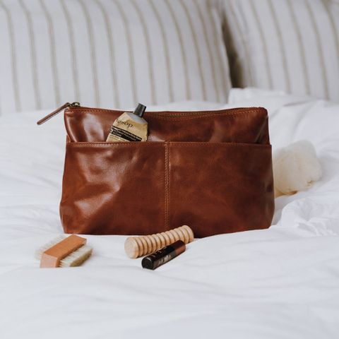 Travel Leather Wash Bag