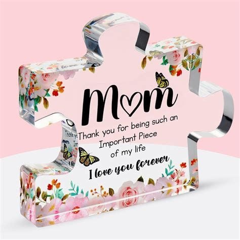 Mom Engraved Acrylic Block Puzzle Piece