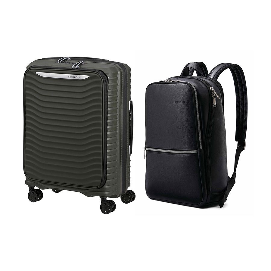  Set B4.2: Vali kéo Upscape EXP Easy Access + Balo laptop 14.1 Sam Classic Leather 