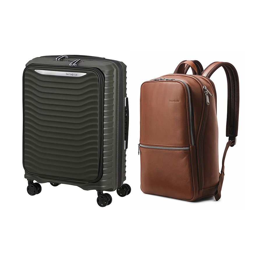  Set B4.2: Vali kéo Upscape EXP Easy Access + Balo laptop 14.1 Sam Classic Leather 