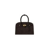  AASTU CARRYALL SUEDE LEATHER BAG // DARK BROWN / GOLD 
