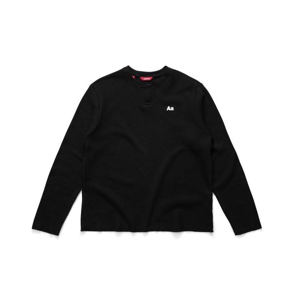  AA WAFFLE LONG SLEEVE // BLACK 