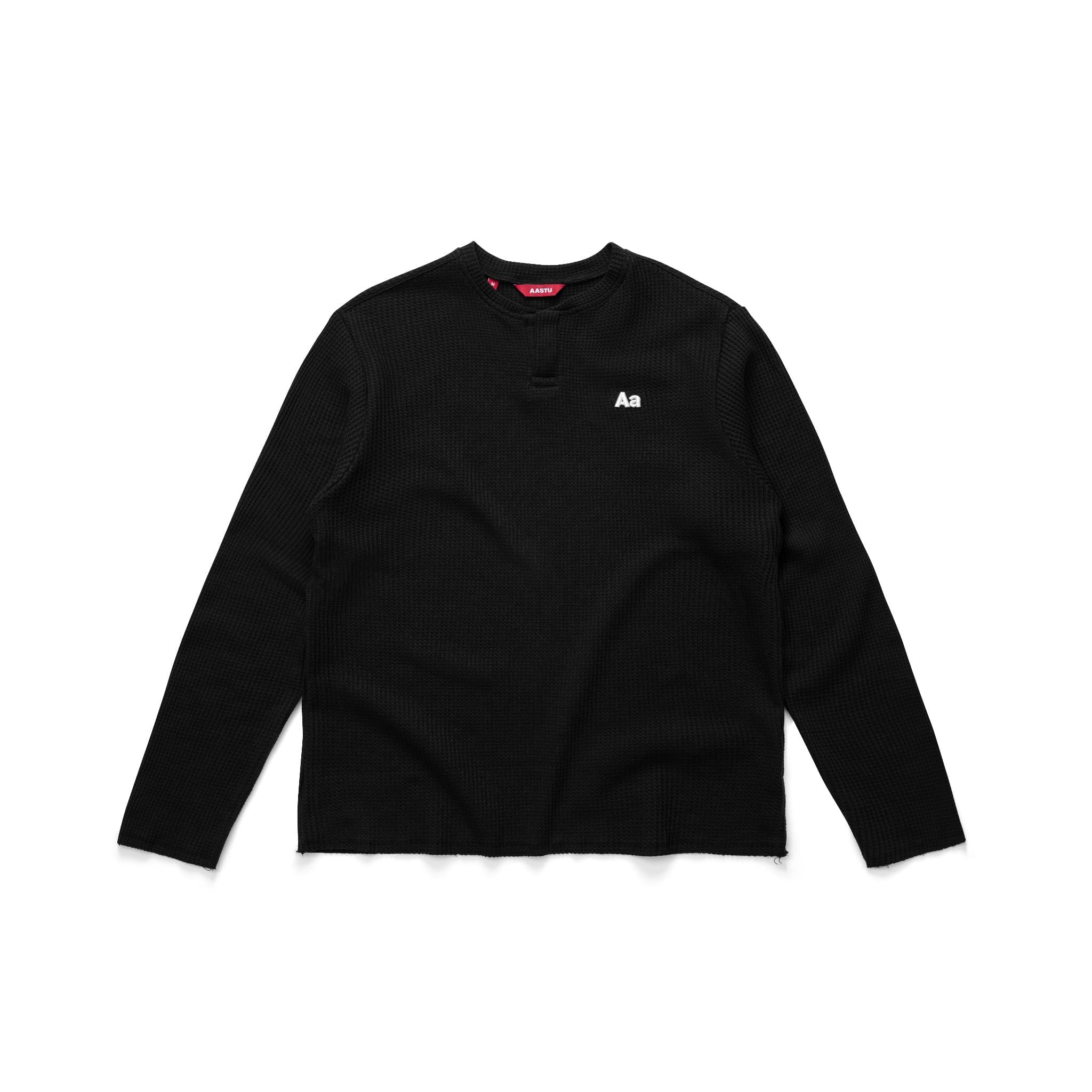  AA WAFFLE LONG SLEEVE // BLACK 