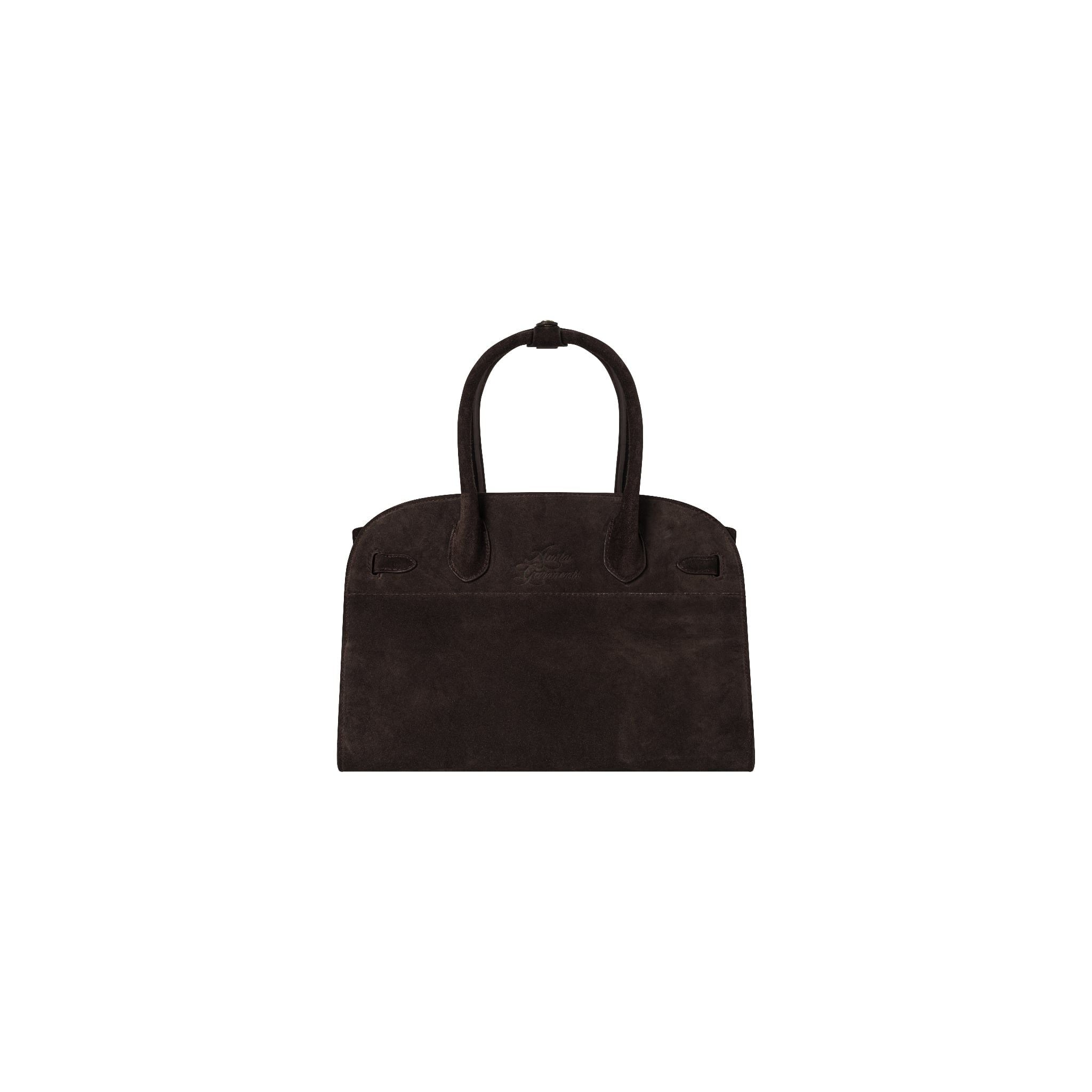  AASTU CARRYALL SUEDE LEATHER BAG // DARK BROWN / GOLD 
