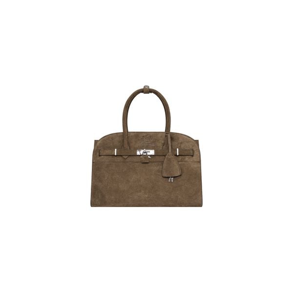  AASTU CARRYALL SUEDE LEATHER BAG // WARM TAN / SILVER 