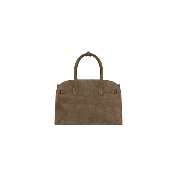  AASTU CARRYALL SUEDE LEATHER BAG // WARM TAN / SILVER 