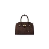 AASTU CARRYALL SUEDE LEATHER BAG // CHOCOLATE / GOLD 