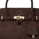  AASTU CARRYALL SUEDE LEATHER BAG // CHOCOLATE / GOLD 