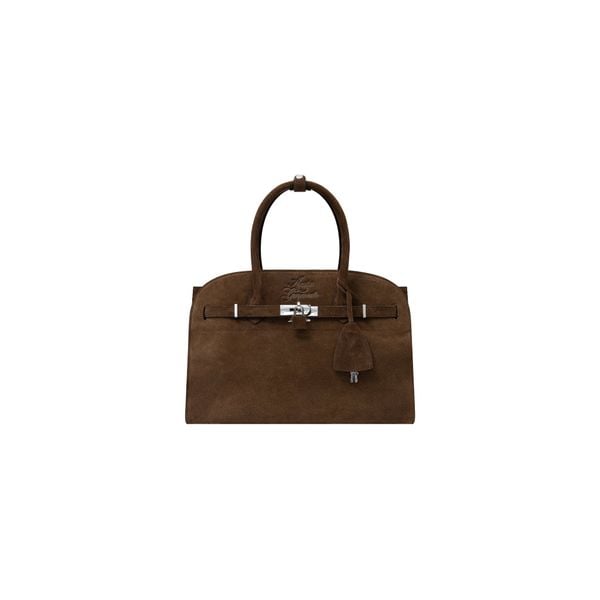  AASTU CARRYALL SUEDE LEATHER BAG // WOOD / SILVER 