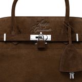  AASTU CARRYALL SUEDE LEATHER BAG // WOOD / SILVER 