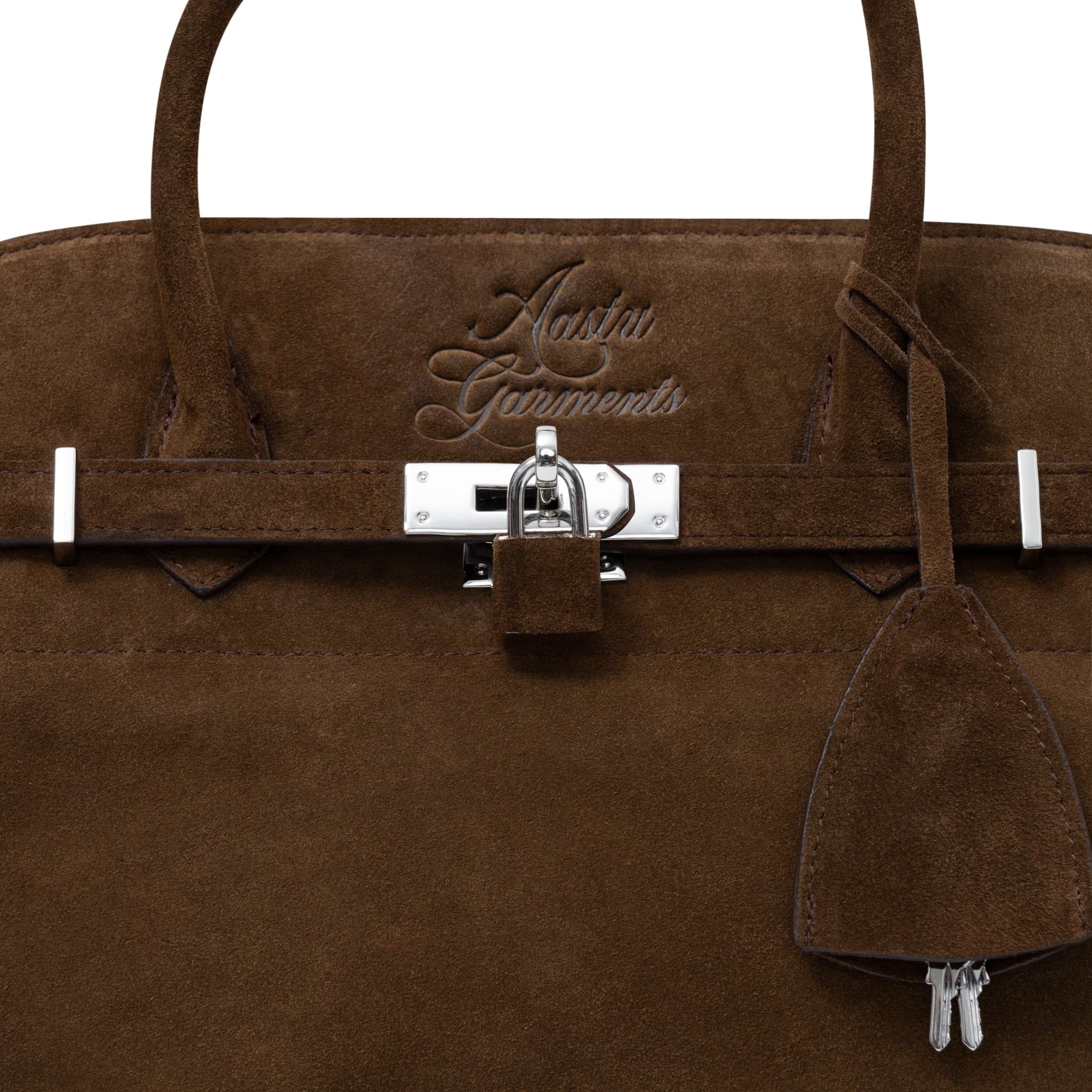  AASTU CARRYALL SUEDE LEATHER BAG // WOOD / SILVER 